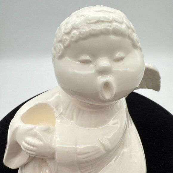 Vtg Fitz & Floyd Ceramic Singing Angel Figurine Taper Candle Holder Japan White - Picture 8 of 11